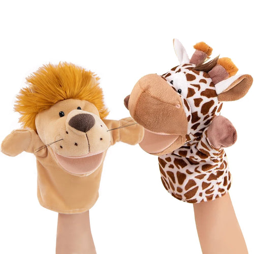Hand Finger Puppets Cartoon Plush Toy Party Supply Family Gathering Favorite Toy Lion Sheep Duck Giraffe Children Gifts